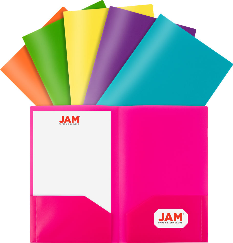 Assorted Fashion 9 x 14 1/2 Legal Plastic Pop Folders - 6 Pack