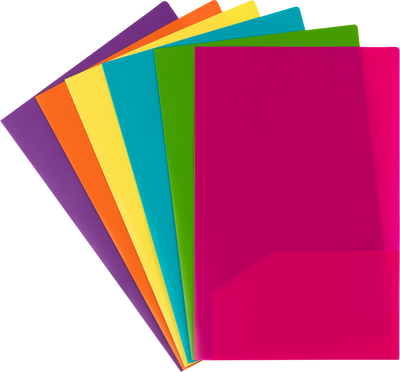 Assorted Fashion 9 x 14 1/2 Legal Plastic Pop Folders - 6 Pack