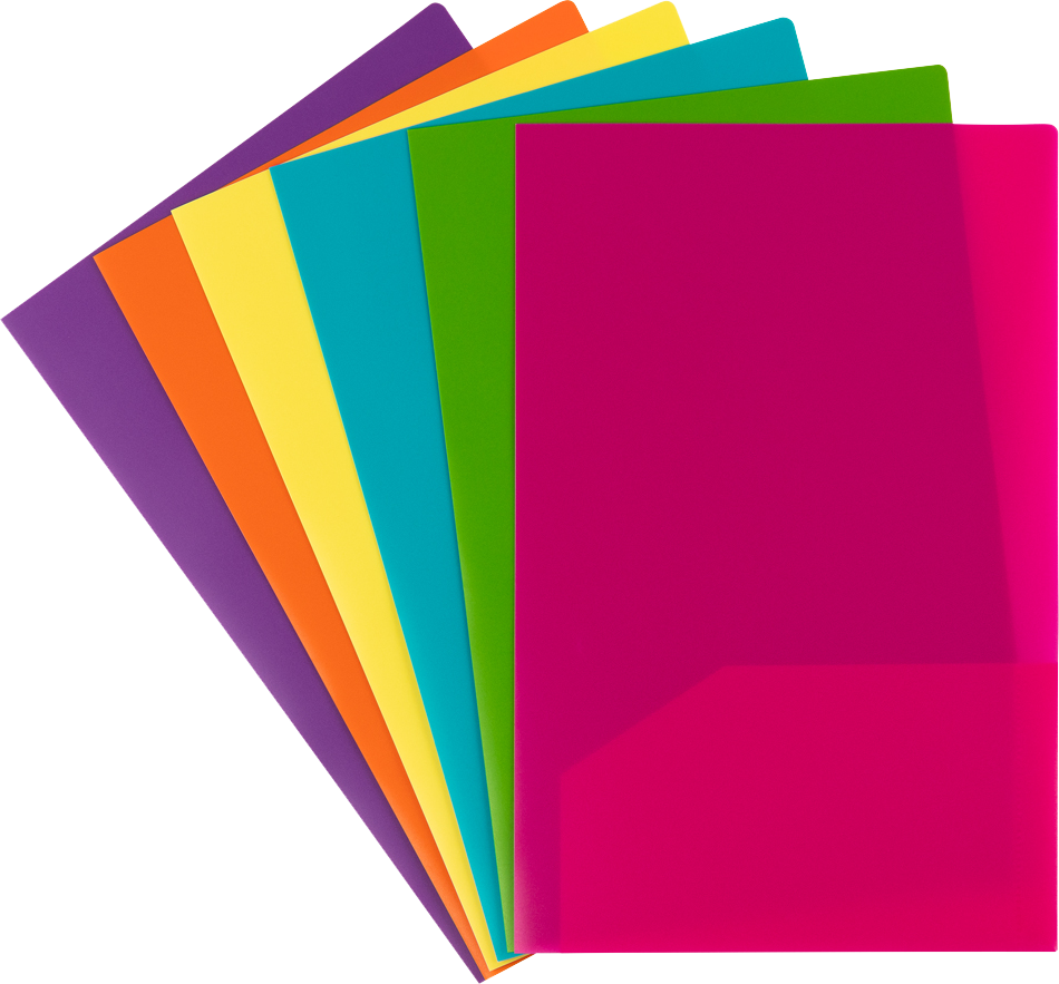 Assorted Fashion 9 x 14 1/2 Legal Plastic Pop Folders - 6 Pack