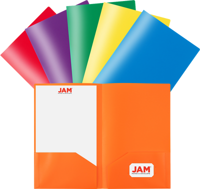 Assorted Primary Plastic Pop Folders Legal 9 x 14 1/2 - 6 Pack