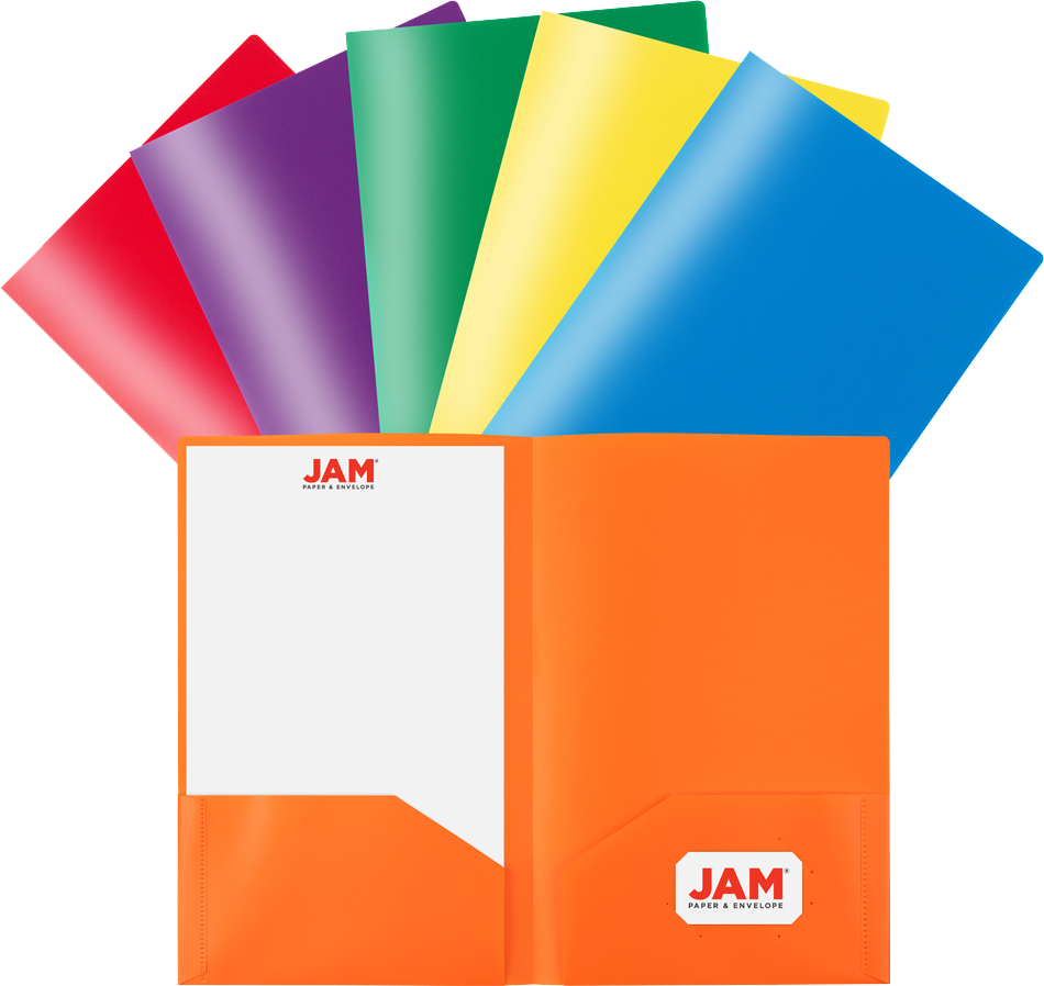 Assorted Primary Plastic Pop Folders Legal 9 x 14 1/2 - 6 Pack