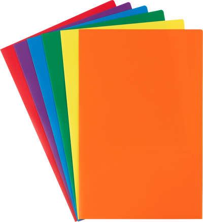 Assorted Primary Plastic Pop Folders Legal 9 x 14 1/2 - 6 Pack