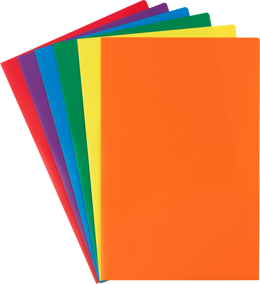 Assorted Primary Plastic Pop Folders Legal 9 x 14 1/2 - 6 Pack