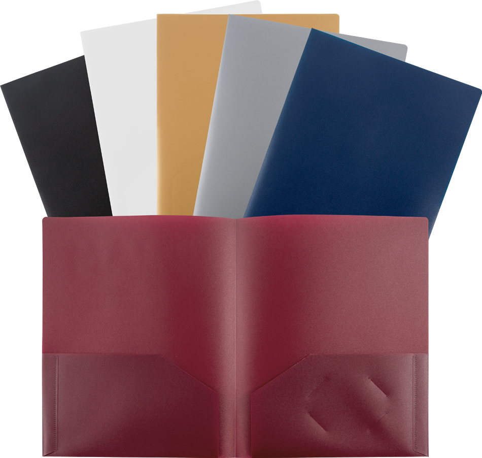 Assorted Professional 9 x 12 Plastic Pop Folders - 6 Pack