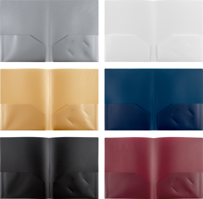 Assorted Professional 9 x 12 Plastic Pop Folders - 6 Pack