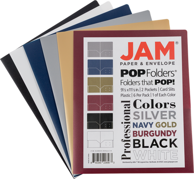 Assorted Professional 9 x 12 Plastic Pop Folders - 6 Pack