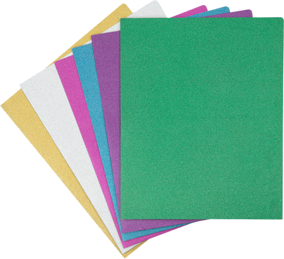 Assorted Primary 9 x 12 Glitter Folders - 6 Pack