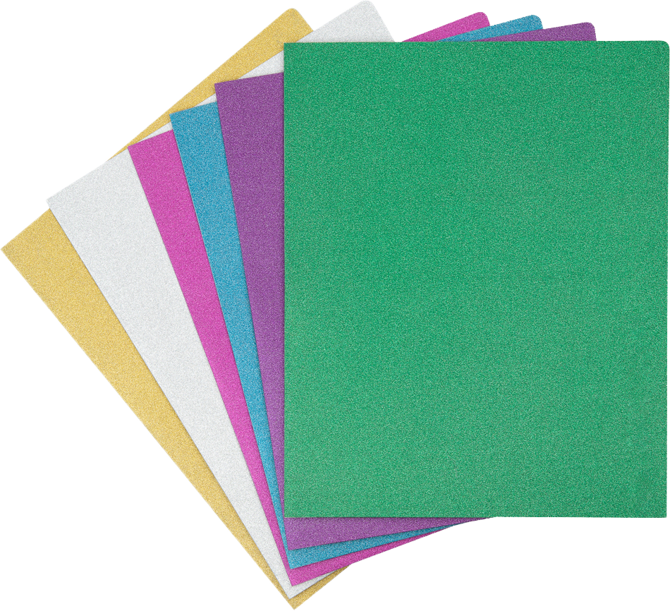 Assorted Primary 9 x 12 Glitter Folders - 6 Pack