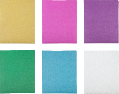 Assorted Primary 9 x 12 Glitter Folders - 6 Pack