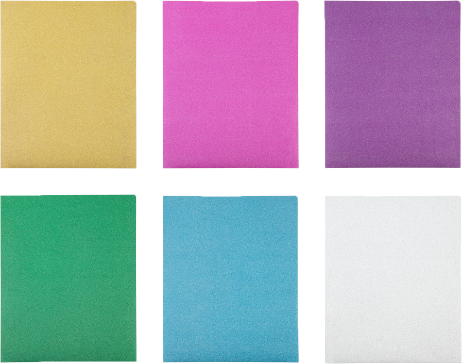 Assorted Primary 9 x 12 Glitter Folders - 6 Pack