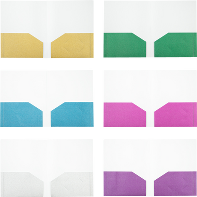 Assorted Primary 9 x 12 Glitter Folders - 6 Pack