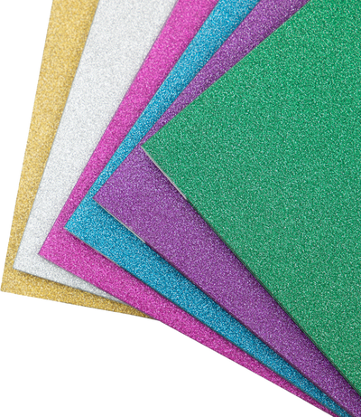 Assorted Primary 9 x 12 Glitter Folders - 6 Pack