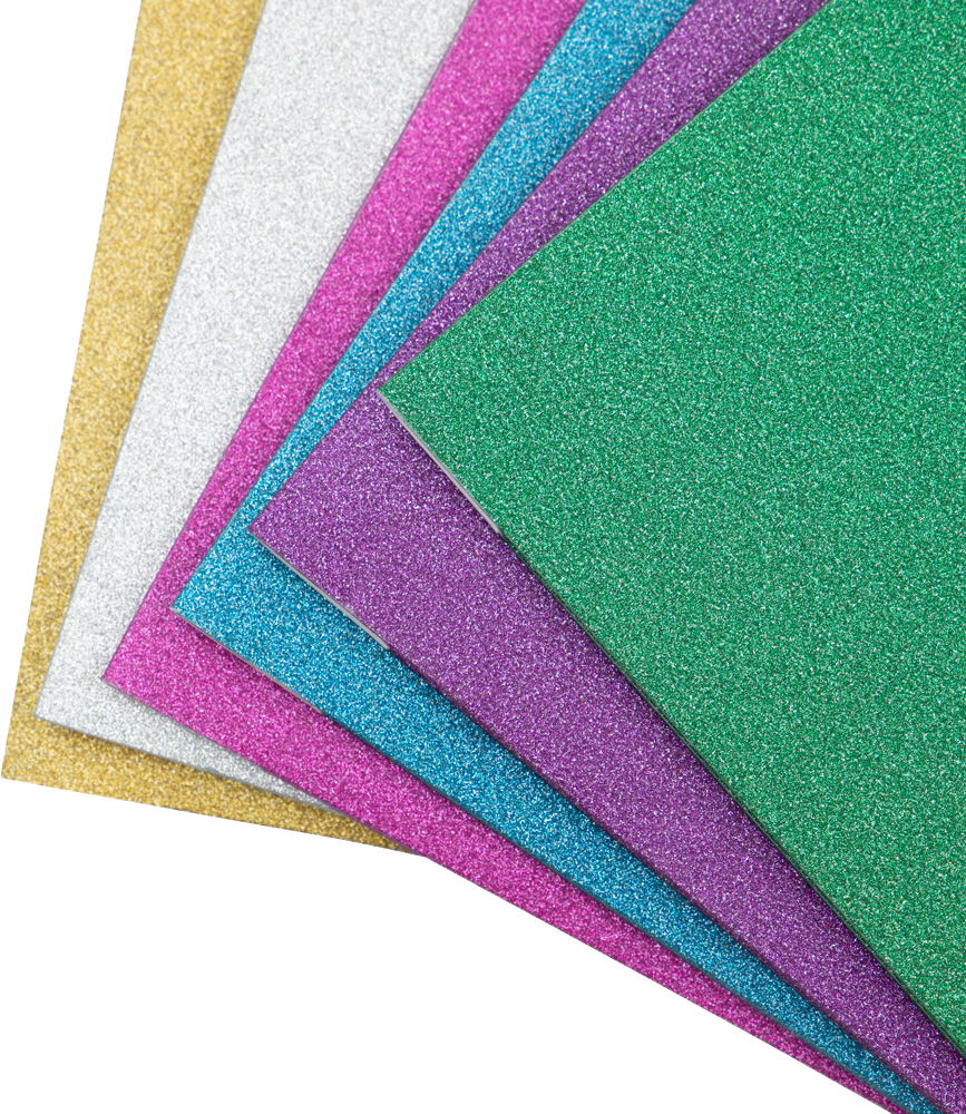 Assorted Primary 9 x 12 Glitter Folders - 6 Pack