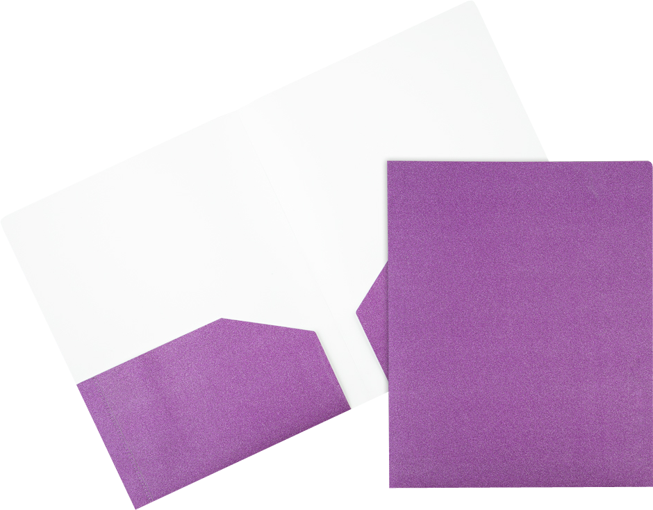 Assorted Primary 9 x 12 Glitter Folders - 6 Pack