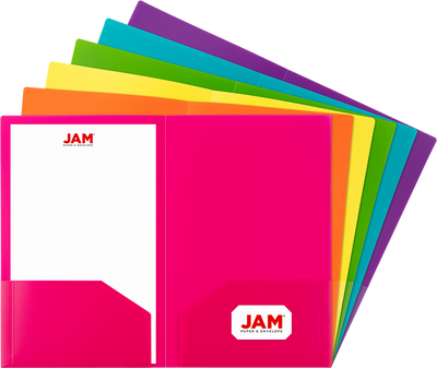 Assorted Fashion 9 x 14 1/2 Legal Plastic Heavy Duty Folders - 6 Pack