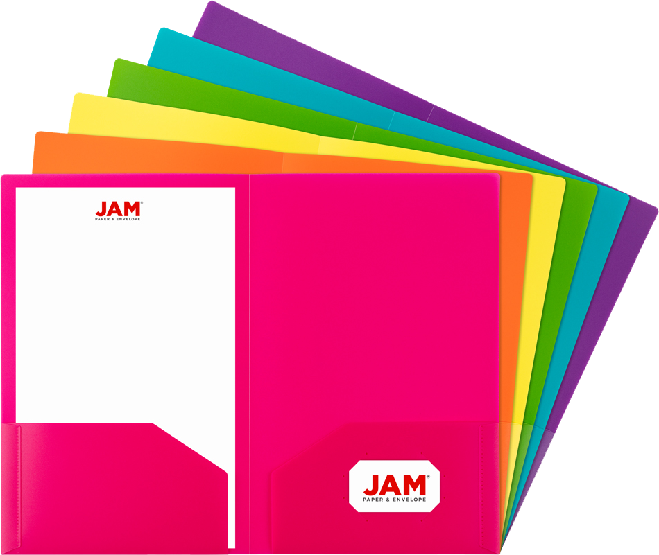 Assorted Fashion 9 x 14 1/2 Legal Plastic Heavy Duty Folders - 6 Pack