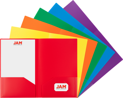 Assorted Primary 9 x 14 1/2 Legal Plastic Heavy Duty Folders - 6 Pack