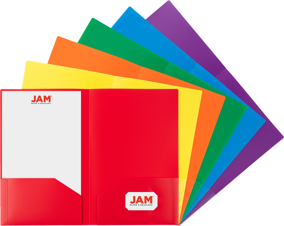Assorted Primary 9 x 14 1/2 Legal Plastic Heavy Duty Folders - 6 Pack