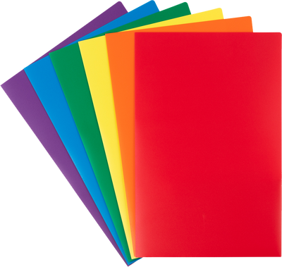 Assorted Primary 9 x 14 1/2 Legal Plastic Heavy Duty Folders - 6 Pack