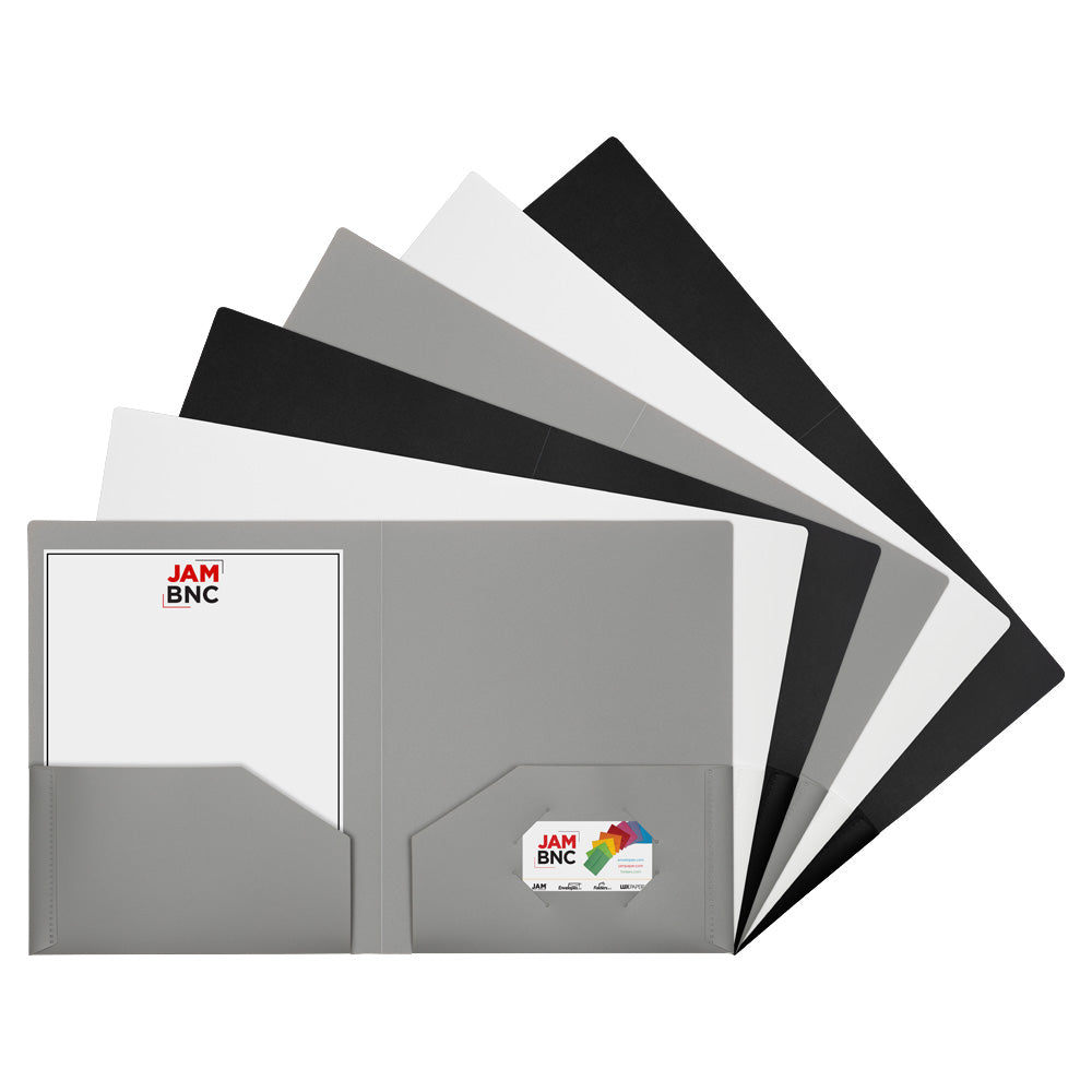 Assorted Business 9 x 12 Plastic Heavy Duty Folders - 6 Pack