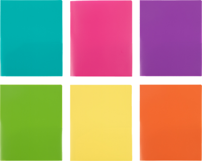 Assorted Fashion 9 x 12 Plastic Heavy Duty Folders - 6 Pack