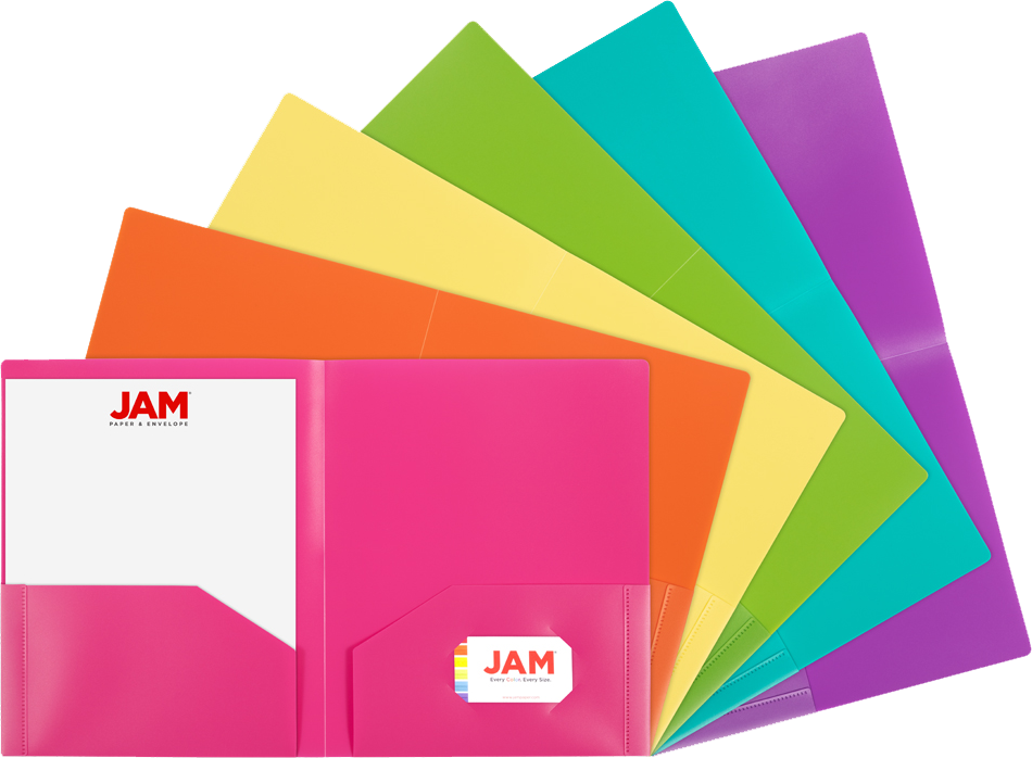 Assorted Fashion 9 x 12 Plastic Heavy Duty Folders - 6 Pack