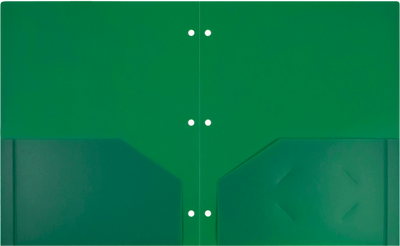 Green 9 x 12 Plastic 3 Hole Punched Duty Folders