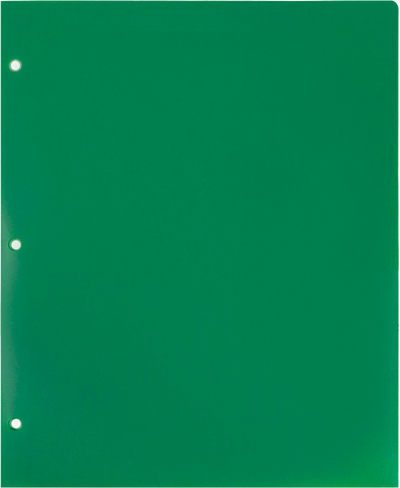 Green 9 x 12 Plastic 3 Hole Punched Duty Folders