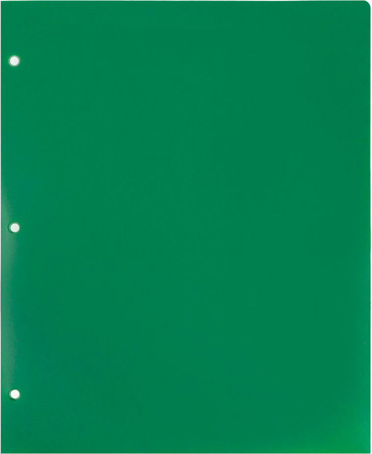 Green 9 x 12 Plastic 3 Hole Punched Duty Folders