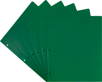 Green 9 x 12 Plastic 3 Hole Punched Duty Folders