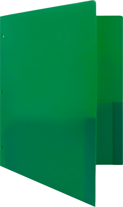 Green 9 x 12 Plastic 3 Hole Punched Duty Folders