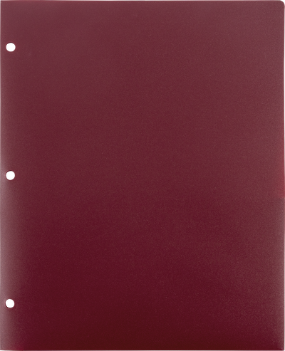 Assorted Professional 9 x 12 Plastic Heavy Duty 3 Hole Punch Folders - 6 Pack