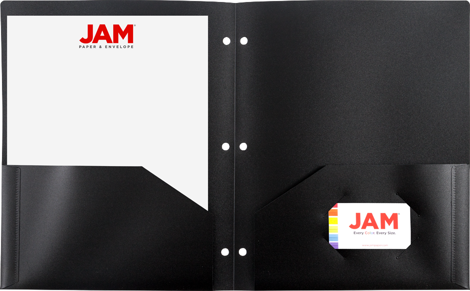 Assorted Professional 9 x 12 Plastic Heavy Duty 3 Hole Punch Folders - 6 Pack
