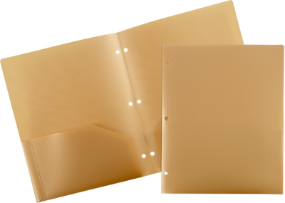 Assorted Professional 9 x 12 Plastic Heavy Duty 3 Hole Punch Folders - 6 Pack