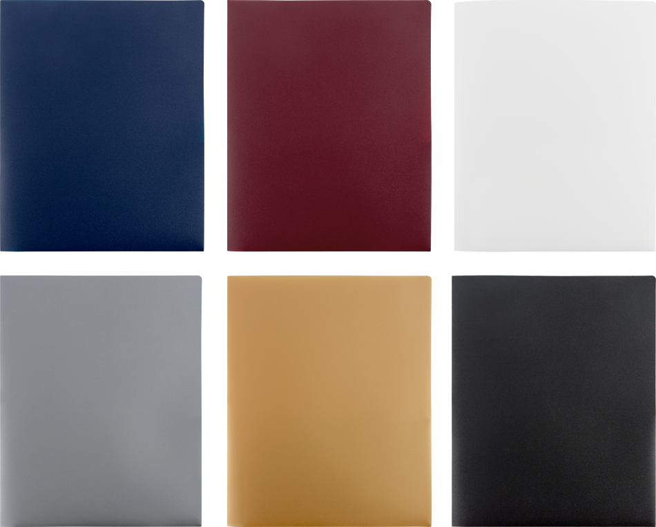 Assorted Professional 9 x 12 Plastic Heavy Duty Folders - 6 Pack