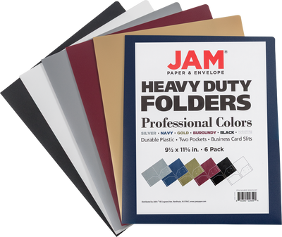 Assorted Professional 9 x 12 Plastic Heavy Duty Folders - 6 Pack