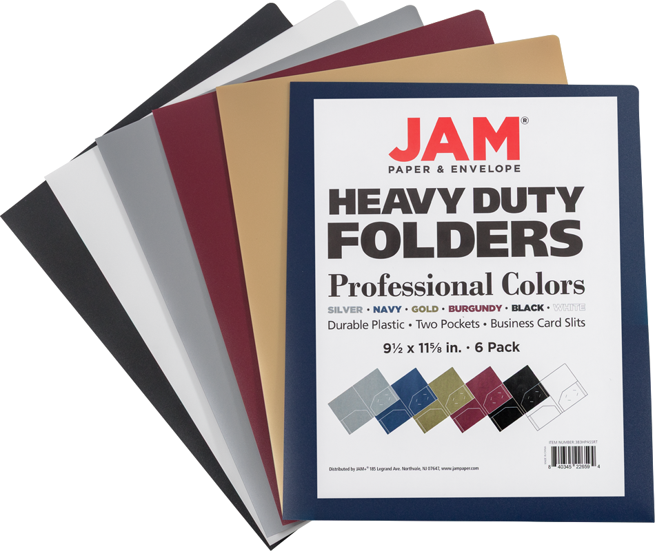 Assorted Professional 9 x 12 Plastic Heavy Duty Folders - 6 Pack