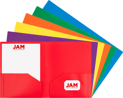 Assorted Primary 9 x 12 Plastic Heavy Duty Folders - 6 Pack