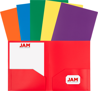 Assorted Primary 9 x 12 Plastic Heavy Duty Folders - 6 Pack