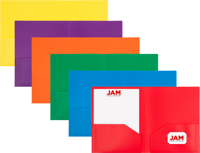 Assorted Primary 9 x 12 Plastic Heavy Duty Folders - 6 Pack
