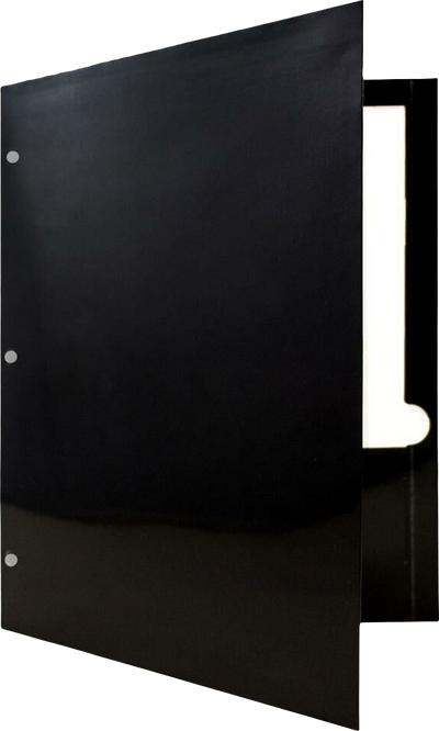 Glossy Black 9 x 12 3 Hole Punch Folders