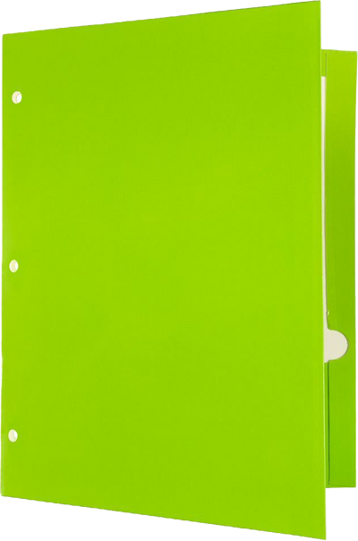 Glossy Lime Green 9 x 12 3 Hole Punch Folders