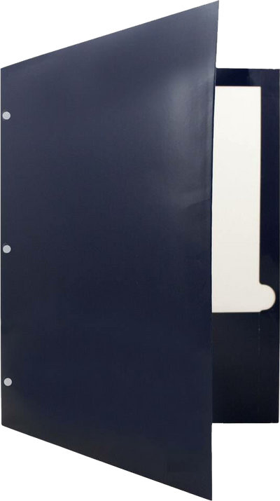 Glossy Navy Blue 9 x 12 3 Hole Punch Folders