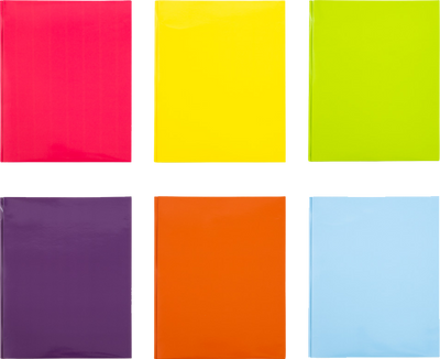 Assorted Fashion 9 x 12 Glossy with Clips Folders - 6 Pack