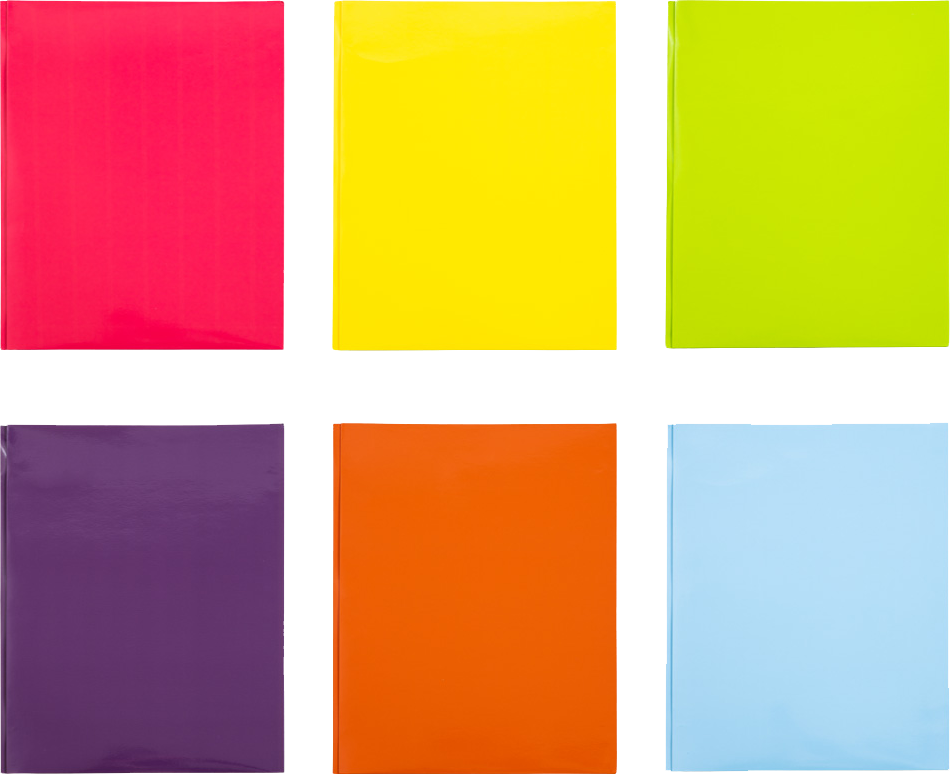 Assorted Fashion 9 x 12 Glossy with Clips Folders - 6 Pack