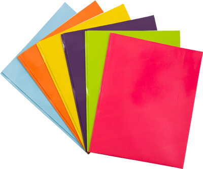 Assorted Fashion 9 x 12 Glossy with Clips Folders - 6 Pack