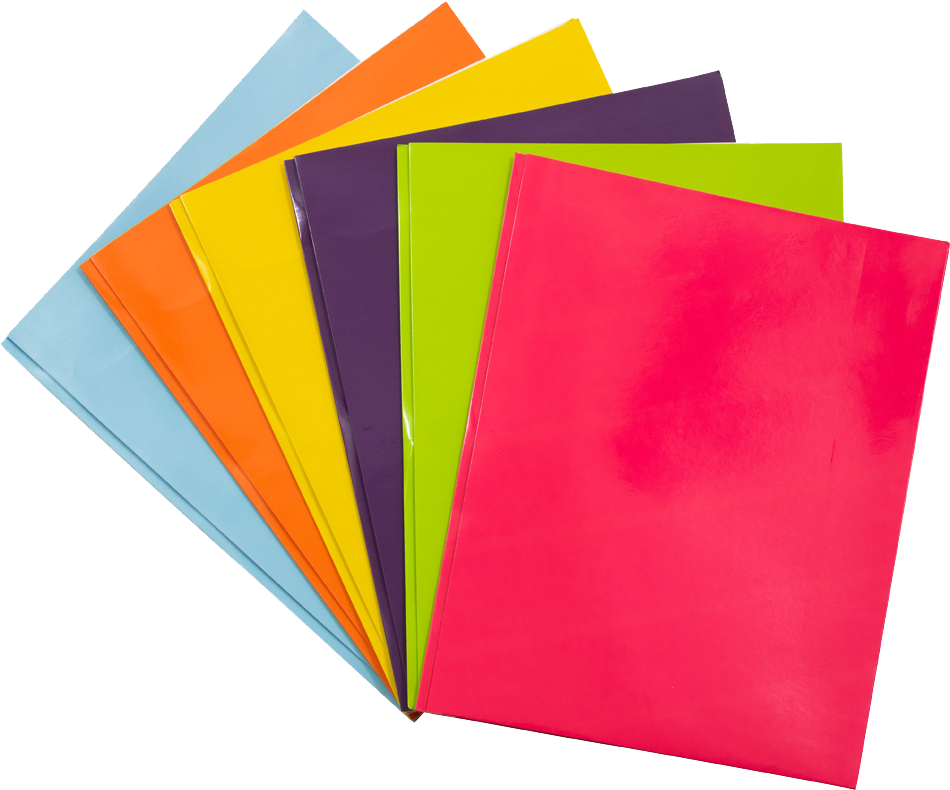 Assorted Fashion 9 x 12 Glossy with Clips Folders - 6 Pack