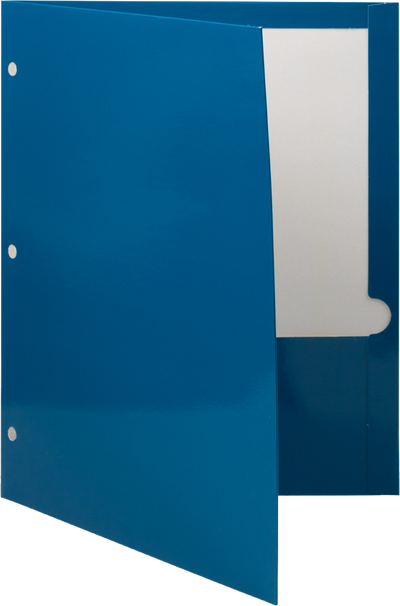 Glossy Blue 9 x 12 3 Hole Punch Folders