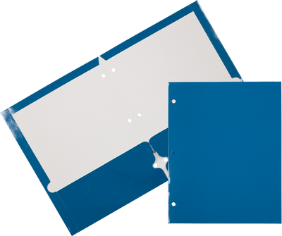 Glossy Blue 9 x 12 3 Hole Punch Folders