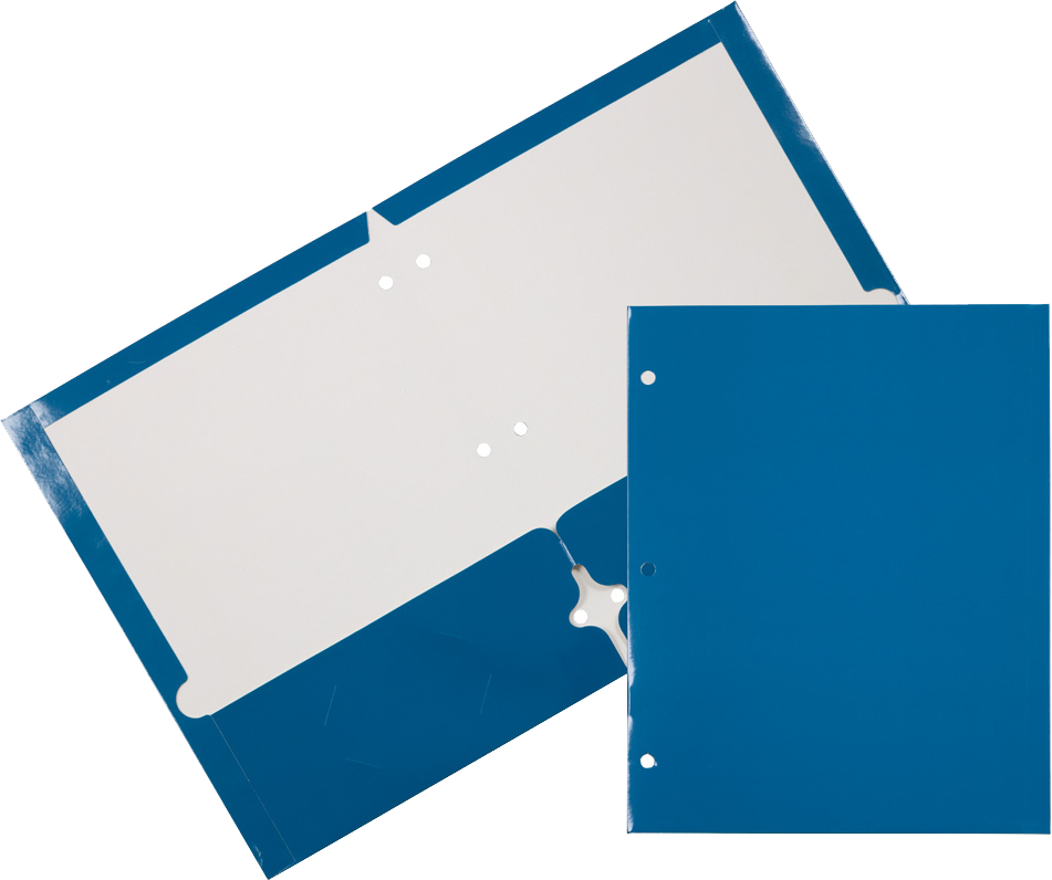 Glossy Blue 9 x 12 3 Hole Punch Folders